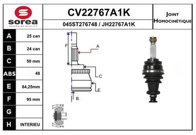 GELENKSATZ ANTRIEBSWELLE EAI CV22767A1K