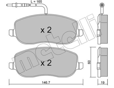 Комплект тормозных колодок, дисковый тормоз METELLI 22-0530-2 для CITROËN C8