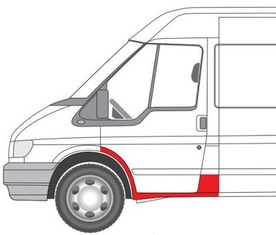 Dorpel aan autozijde Voor Links (met spatbord en paal reparatieset) past: FORD TRANSIT V, TRANSIT V FL 01.00-08.13