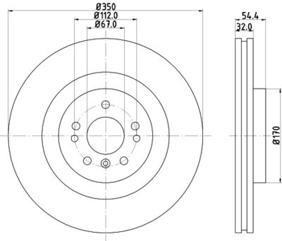 Тормозной диск HELLA 8DD 355 126-321 для MERCEDES-BENZ GLE