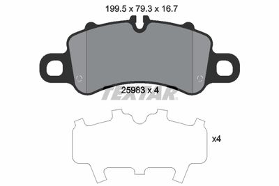 Комплект тормозных колодок, дисковый тормоз TEXTAR 2598301 для PORSCHE 718