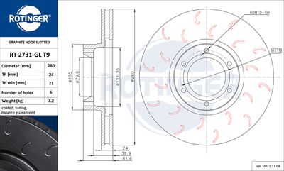 Tarcza hamulcowa ROTINGER RT 2731-GL T9