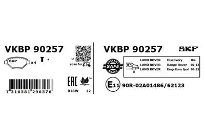 Комплект тормозных колодок, дисковый тормоз VKBP 90257