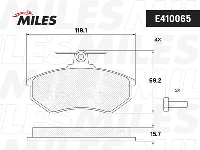 Комплект тормозных колодок, дисковый тормоз MILES E410065 для VW CORRADO