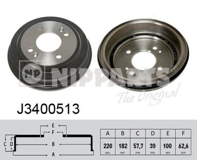 NIPPARTS J3400513 Тормозной барабан  для HYUNDAI GETZ (TB) 1.6