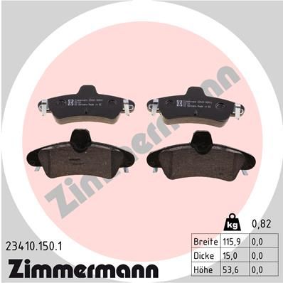 ZIMMERMANN 23410.150.1 Тормозные колодки и сигнализаторы  для FORD COUGAR (Форд Коугар)