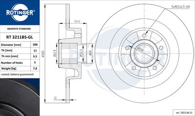 спирачен диск ROTINGER RT 3211BS-GL