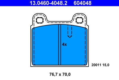 Комплект тормозных колодок, дисковый тормоз ATE 13.0460-4048.2 для OPEL COMMODORE