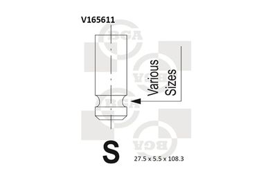 BGA V165611 Клапан впускной  для TOYOTA VERSO (Тойота Версо)