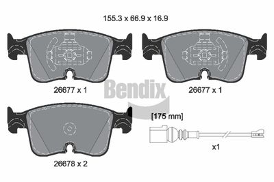 Sada brzdových destiček, kotoučová brzda BENDIX Braking BPD2652