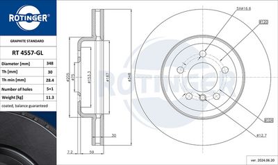 спирачен диск ROTINGER RT 4557-GL