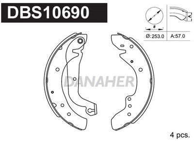Комплект тормозных колодок DANAHER DBS10690 для DAIHATSU WILDCAT/ROCKY