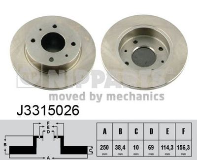 NIPPARTS J3315026 Тормозные диски  для MITSUBISHI COLT VI (Z3_A, Z2_A) 1.3 LPG