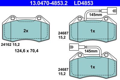 Комплект тормозных колодок, дисковый тормоз ATE 13.0470-4853.2 для ABARTH 500