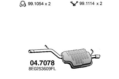 ASSO 04.7078 Глушитель выхлопных газов  для AUDI A4 (Ауди А4)