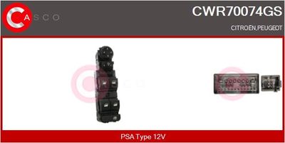 Spínač, zvedací zařízení oken CASCO CWR70074GS