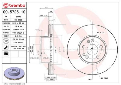 BREMSSCHEIBE BREMBO 09572610 1
