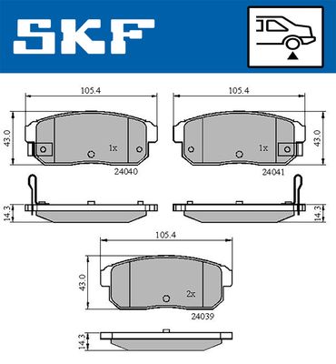 Комплект тормозных колодок, дисковый тормоз SKF VKBP 90620 A для MAZDA RX-8