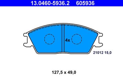 Комплект тормозных колодок, дисковый тормоз ATE 13.0460-5936.2 для HYUNDAI PONY