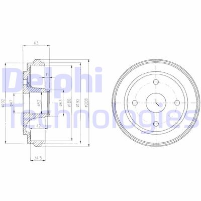 Тормозной барабан DELPHI BF473 для SUZUKI WAGON