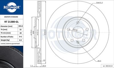 спирачен диск ROTINGER RT 21380-GL