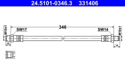 Тормозной шланг ATE 24.5101-0346.3 для MERCEDES-BENZ СЕДАН