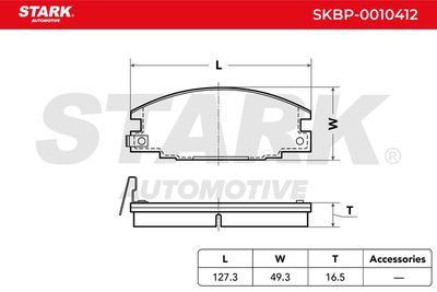 комплект спирачно феродо, дискови спирачки STARK SKBP-0010412