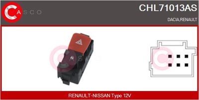 Vypínač výstražných blikačů CASCO CHL71013AS