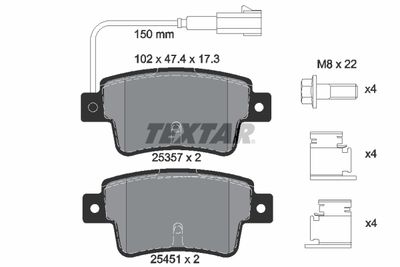 Комплект тормозных колодок, дисковый тормоз TEXTAR 2535701 для ABARTH GRANDE