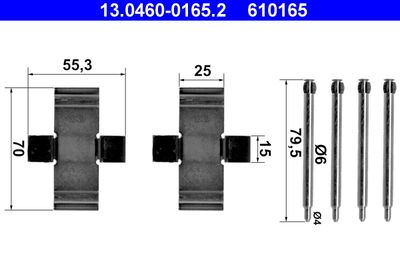 Комплектующие, колодки дискового тормоза ATE 13.0460-0165.2 для OPEL MONZA