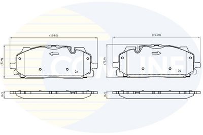 комплект спирачно феродо, дискови спирачки COMLINE CBP02443