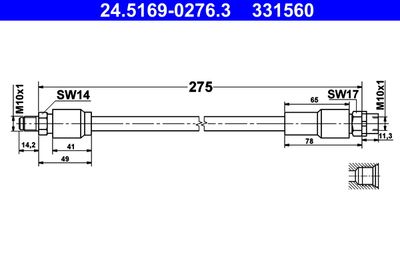 ATE 24.5169-0276.3 Тормозной шланг  для BMW X4 (Бмв X4)