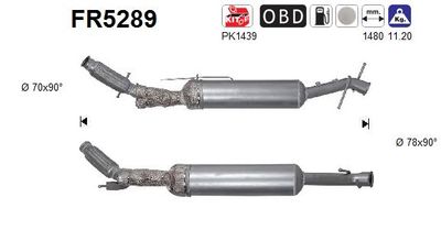 Filtr sadzy / filtr cząstek stałych, układ wydechowy AS FR5289