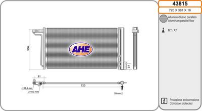 Конденсатор, кондиционер AHE 43815 для FORD C-MAX