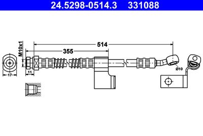 ATE 24.5298-0514.3 Тормозной шланг  для HYUNDAI MATRIX (Хендай Матриx)