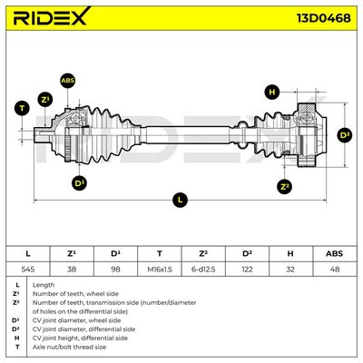 полуоска RIDEX