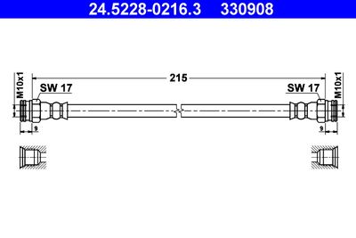 Тормозной шланг ATE 24.5228-0216.3 для ABARTH PUNTO