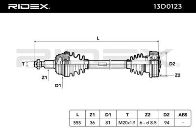 полуоска RIDEX 13D0123