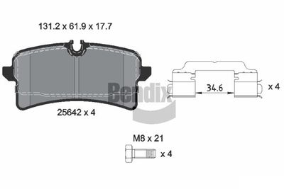Комплект тормозных колодок, дисковый тормоз BENDIX Braking BPD2304 для PORSCHE MACAN