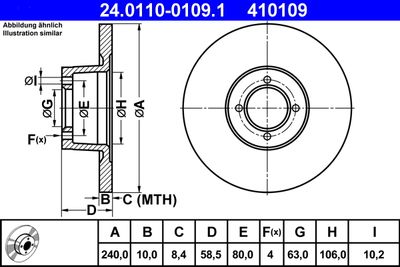 Тормозной диск ATE 24.0110-0109.1 для BMW 1502-2002