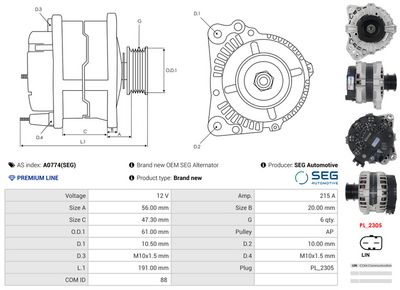 GENERATOR / ALTERNATOR AS-PL A0774SEG 4