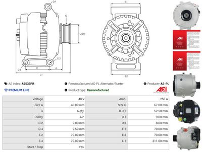 GENERATOR / ALTERNATOR AS-PL A9533PR 4