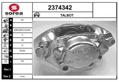EAI 2374342 Тормозной суппорт  для TALBOT (Талбот)
