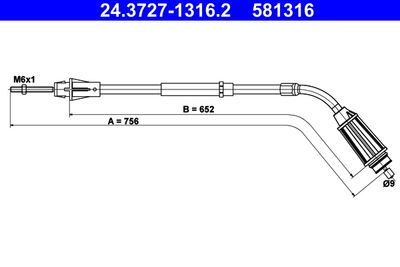 Тросик, cтояночный тормоз ATE 24.3727-1316.2 для VOLVO S80