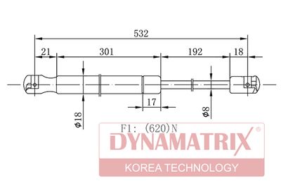 DYNAMATRIX DGS018613 Амортизатор багажника и капота  для SSANGYONG  (Сан-янг Kрон)