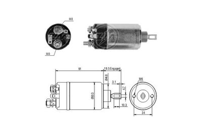 Тяговое реле, стартер ERA ZM522 для VW K