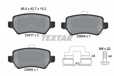 Комплект тормозных колодок, дисковый тормоз TEXTAR 2341703 для CHEVROLET ASTRA