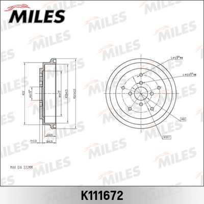 Тормозной барабан MILES K111672 для GEO TRACKER