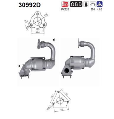 AS 30992D Катализатор  для RENAULT LAGUNA II Grandtour (KG0/1_) 2.0 dCi (KG1T)