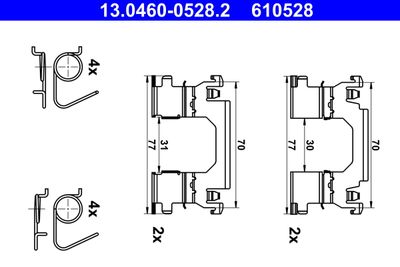 Комплектующие, колодки дискового тормоза ATE 13.0460-0528.2 для RENAULT KADJAR